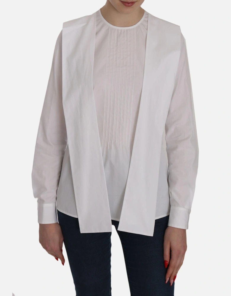 Long Sleeve Pleated Blouse Women - White T-Shirts