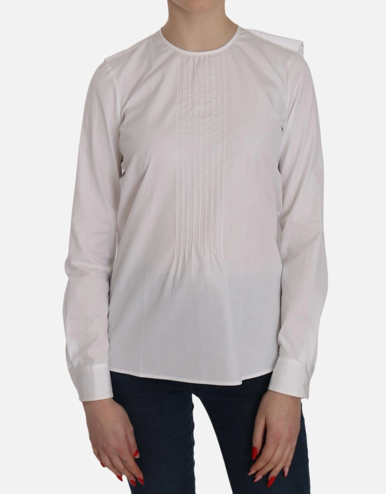 Long Sleeve Pleated Blouse Women - White T-Shirts