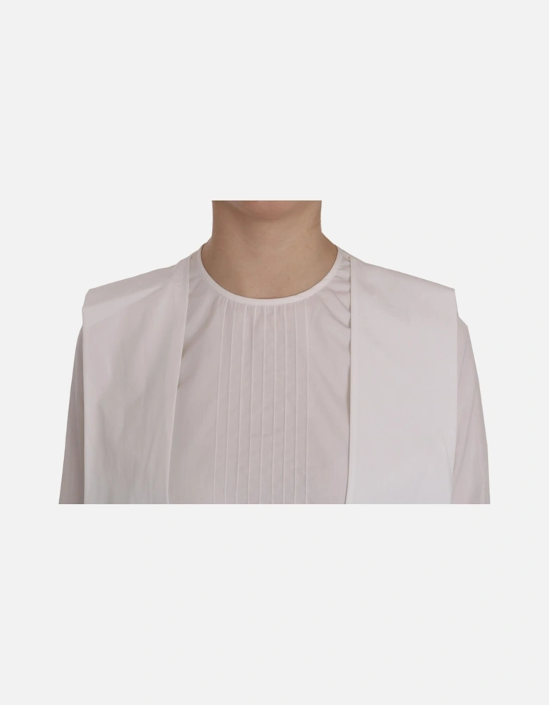Long Sleeve Pleated Blouse Women - White T-Shirts