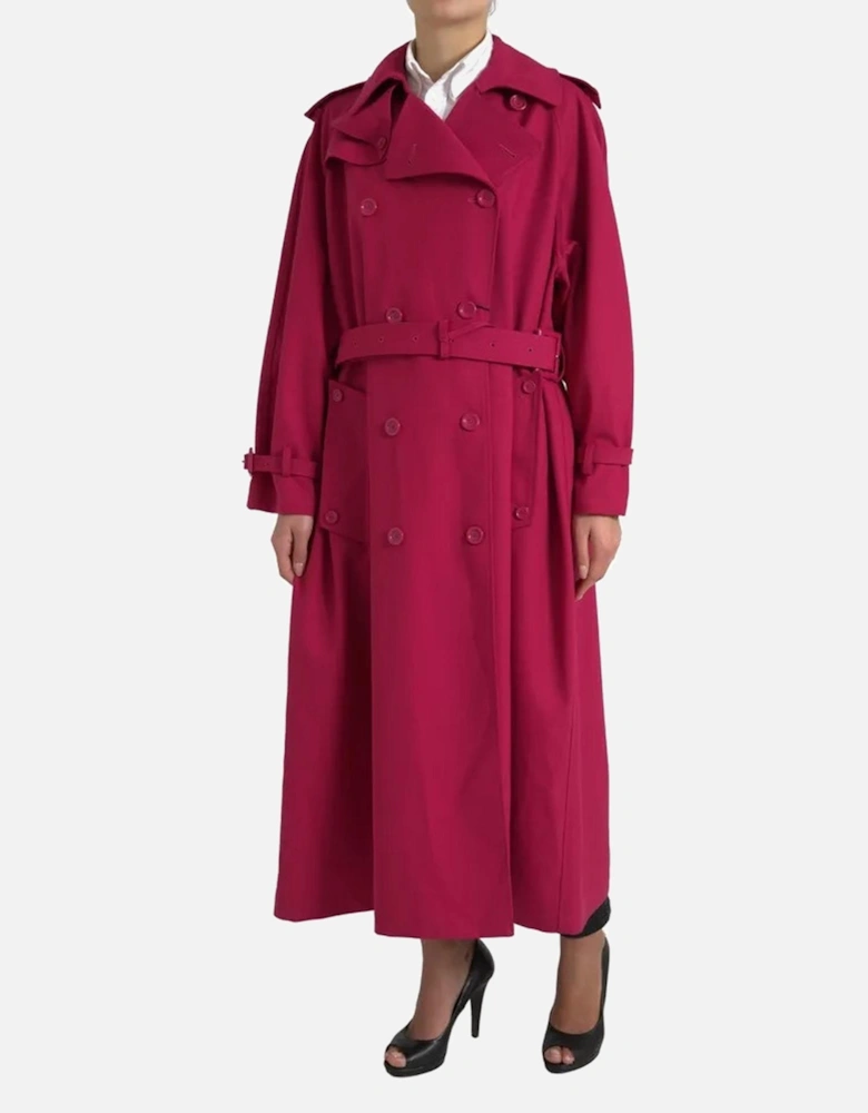 Double Breasted Trench Coat Jacket with Logo Details Women - Pink