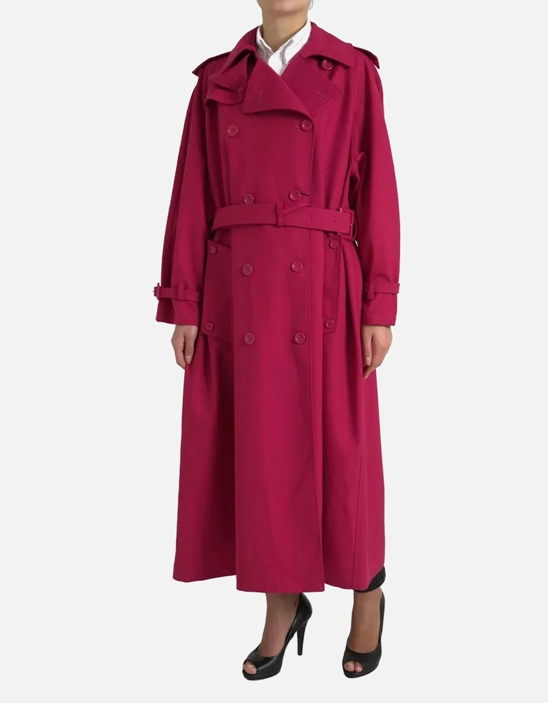 Double Breasted Trench Coat Jacket with Logo Details Women - Pink, 7 of 6