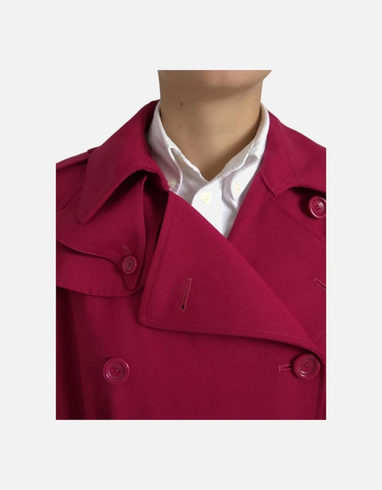 Double Breasted Trench Coat Jacket with Logo Details Women - Pink