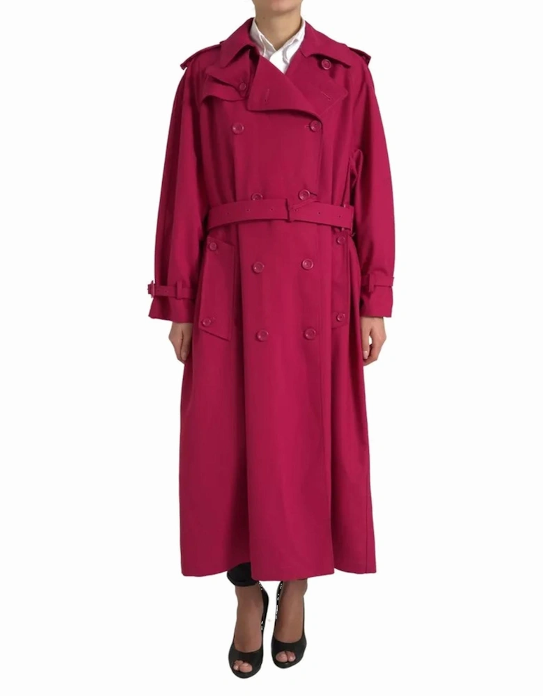 Double Breasted Trench Coat Jacket with Logo Details Women - Pink