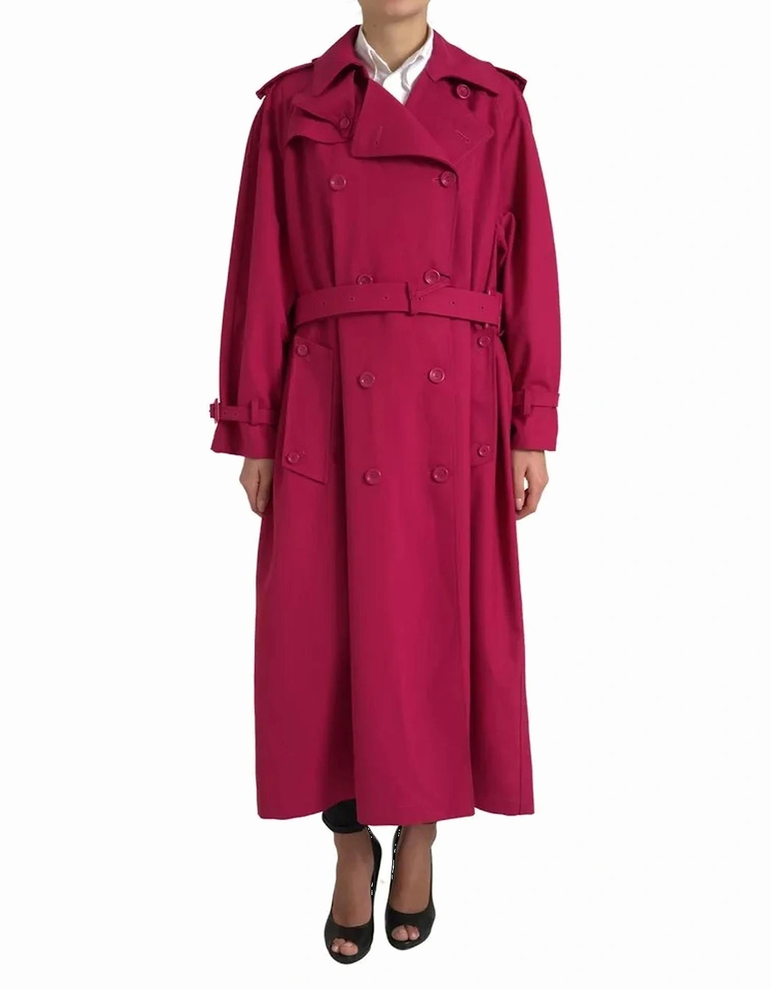 Double Breasted Trench Coat Jacket with Logo Details Women - Pink