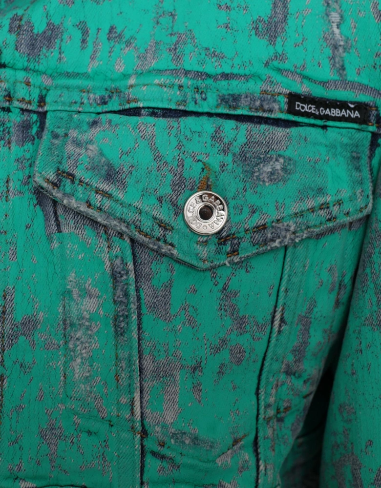 Cropped Denim Jacket with Pointed Collar and Flap Pockets. Women -
