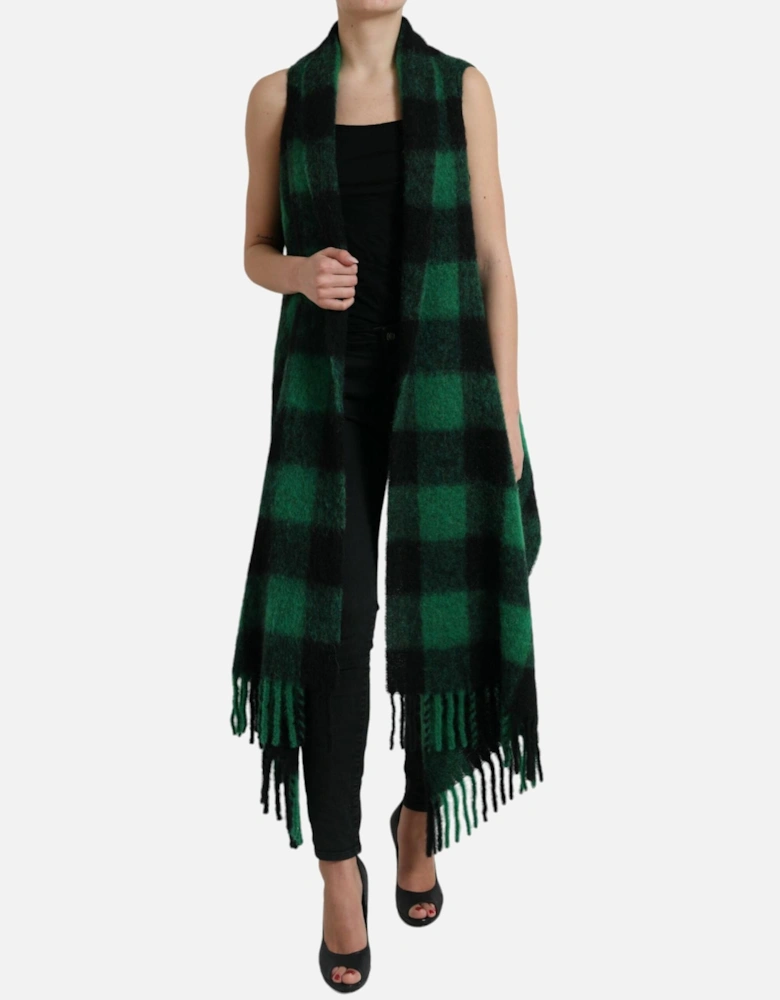 Buffalo Check Poncho Jacket Women - Black And Green Jackets