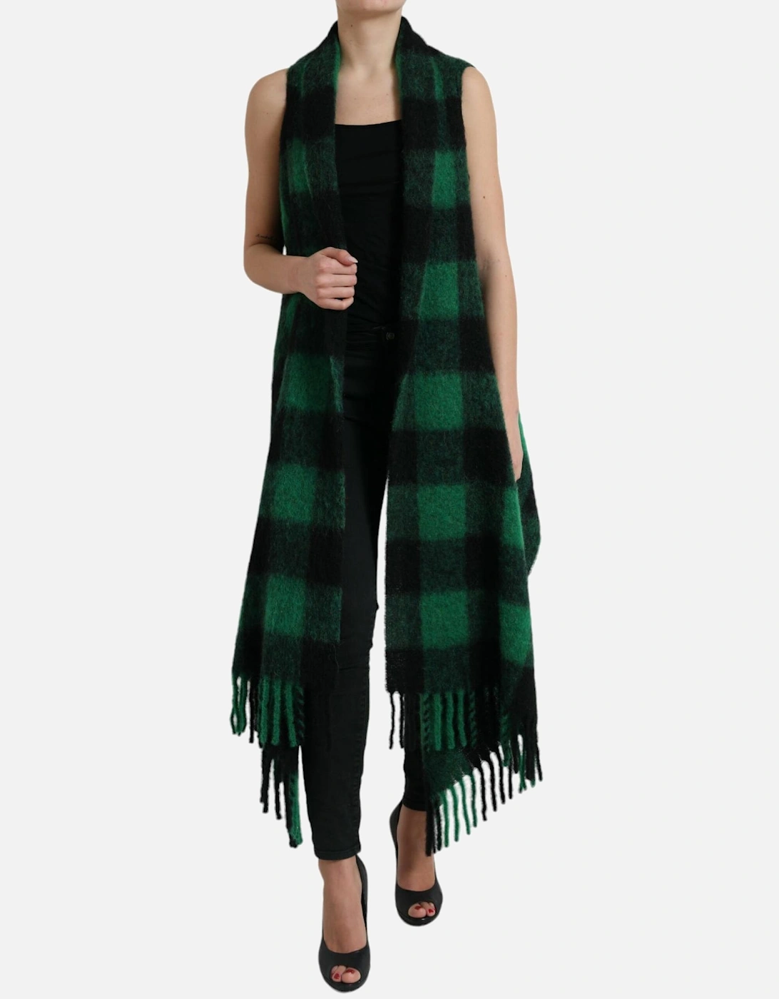 Buffalo Check Poncho Jacket Women - Black And Green Jackets, 7 of 6
