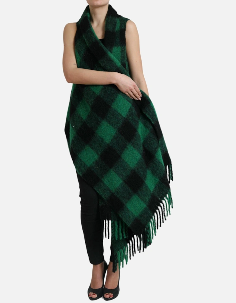 Buffalo Check Poncho Jacket Women - Black And Green Jackets