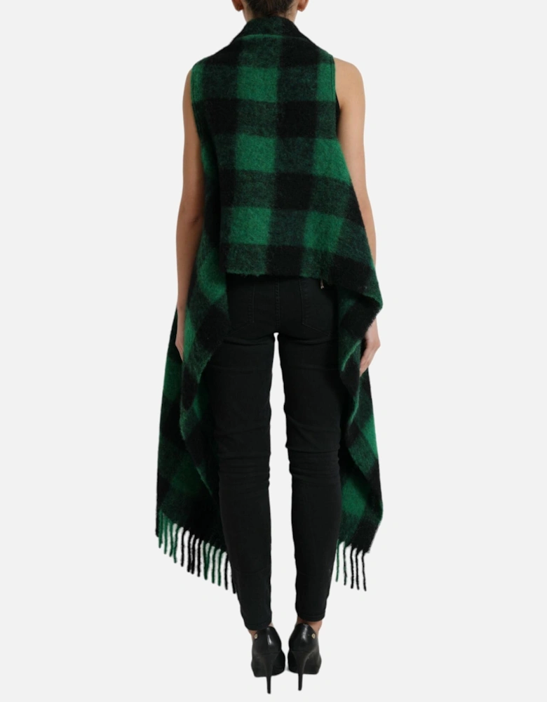 Buffalo Check Poncho Jacket Women - Black And Green Jackets