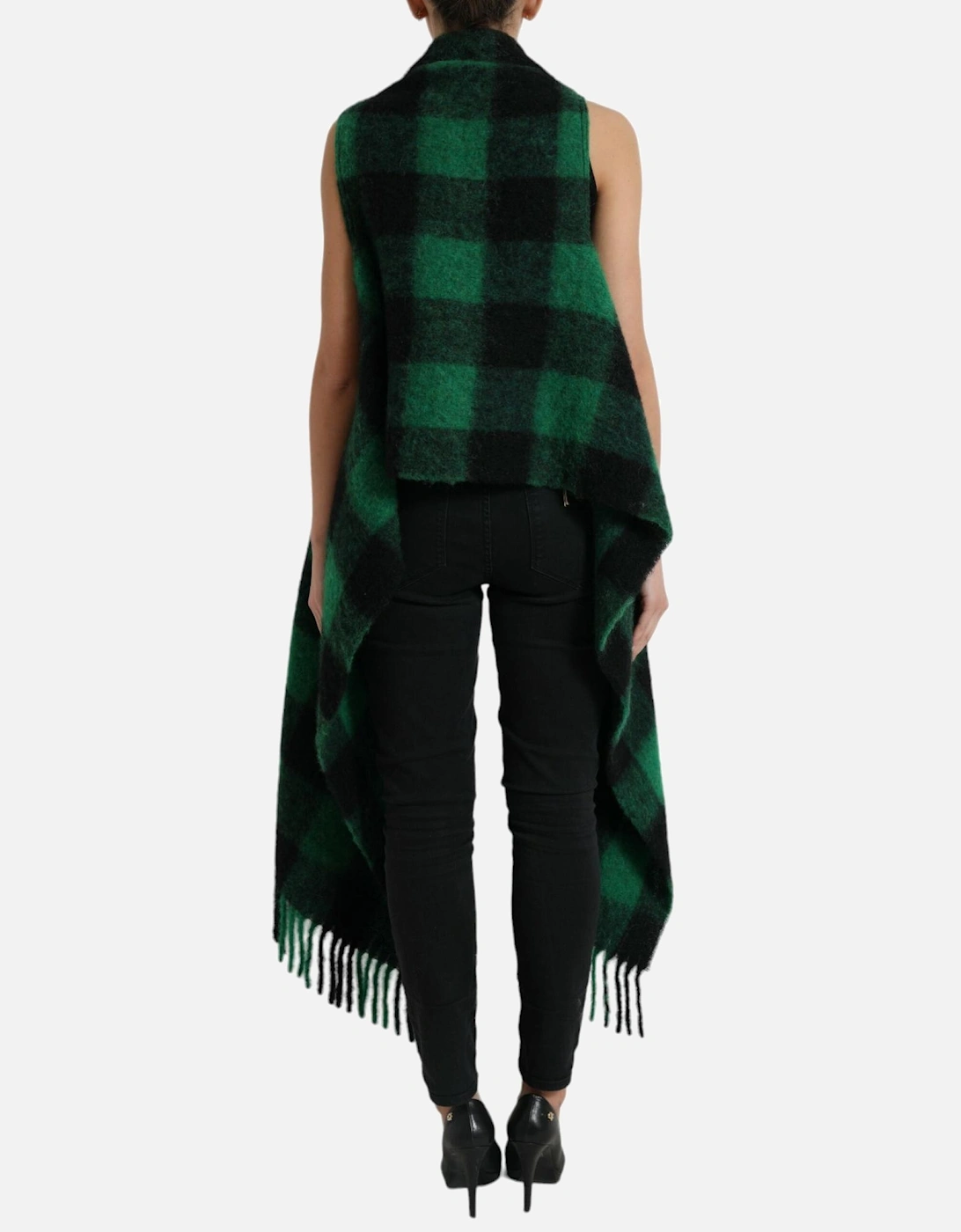 Buffalo Check Poncho Jacket Women - Black And Green Jackets