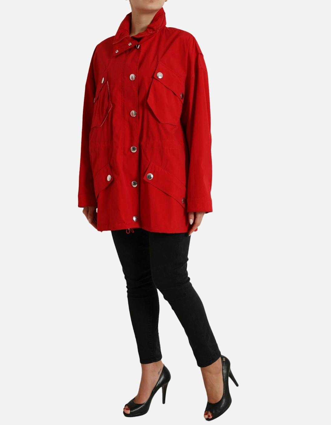 Red Snap Button Jacket JKT3709 Women Jackets