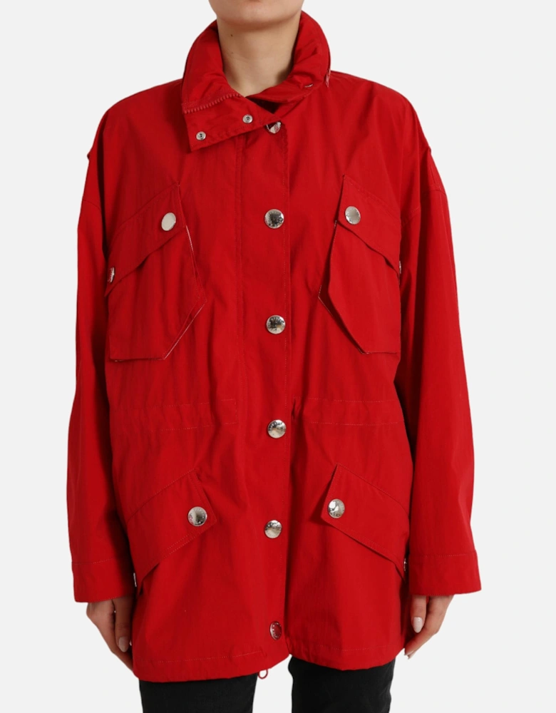 Red Snap Button Jacket JKT3709 Women Jackets