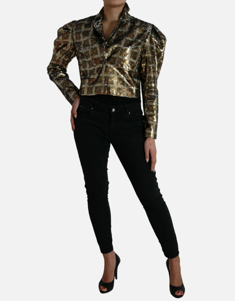 Sequined Cropped Jacket with Silk Lining Women - Multicolor Jackets