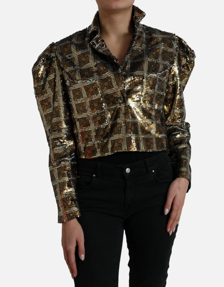 Sequined Cropped Jacket with Silk Lining Women - Multicolor Jackets