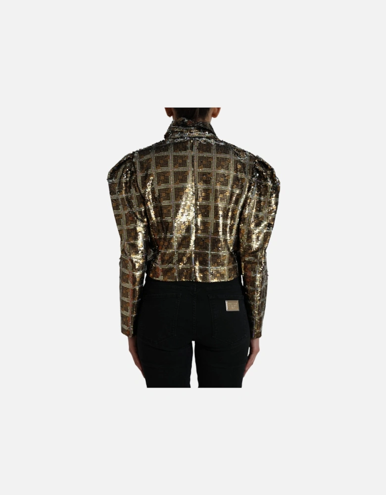 Sequined Cropped Jacket with Silk Lining Women - Multicolor Jackets