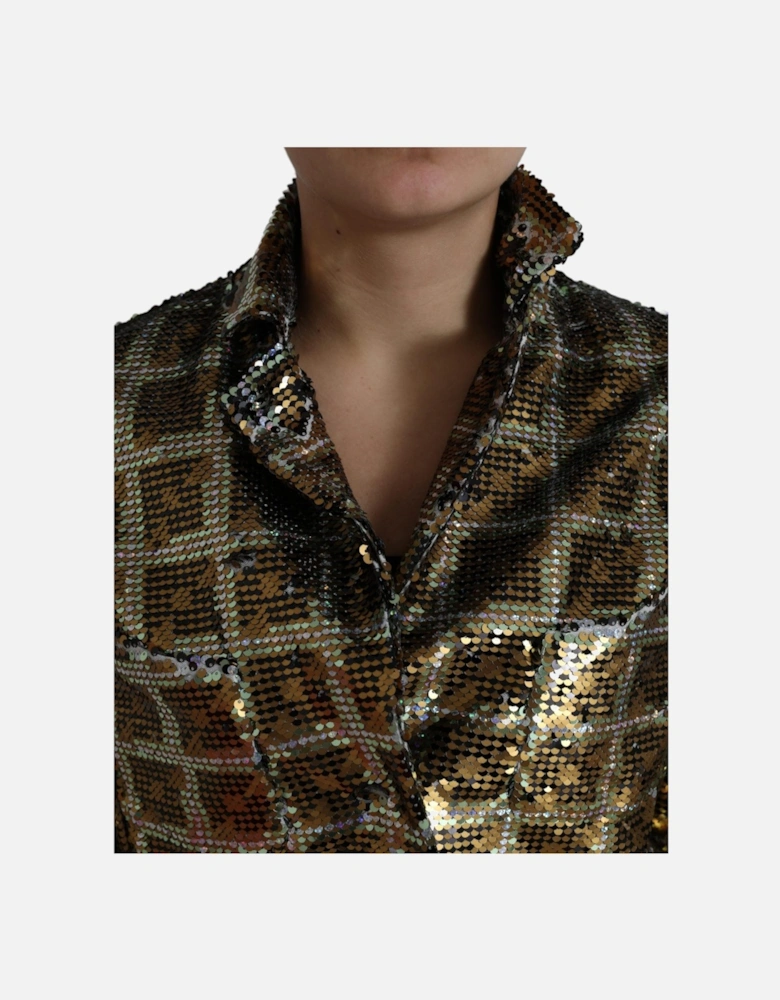 Sequined Cropped Jacket with Silk Lining Women - Multicolor Jackets