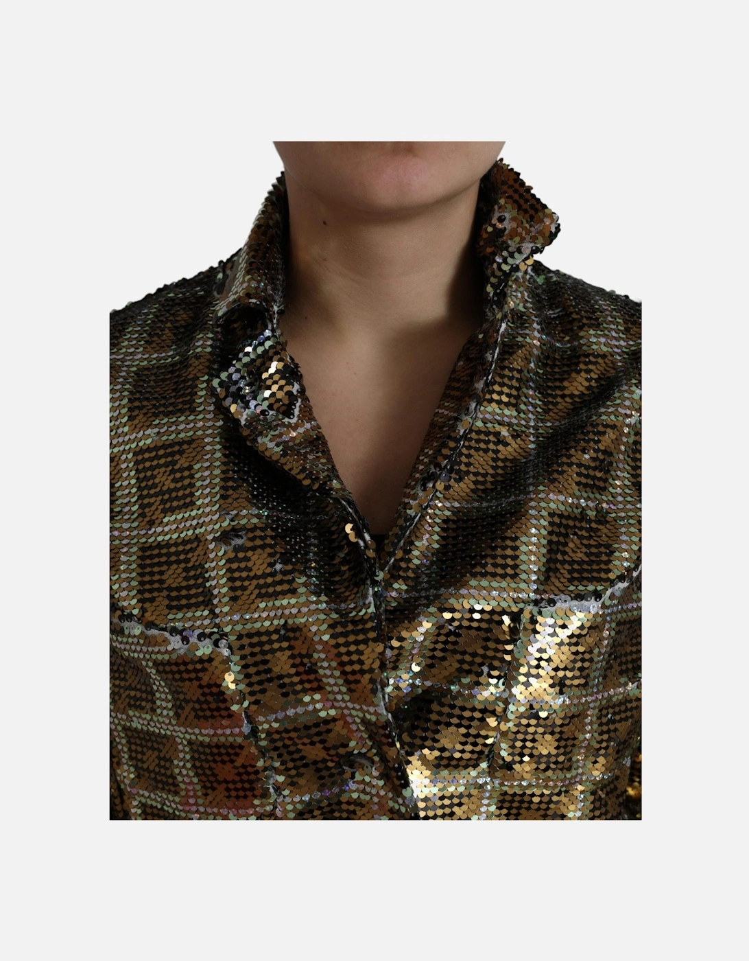 Sequined Cropped Jacket with Silk Lining Women - Multicolor Jackets