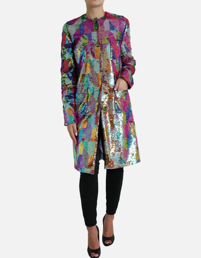 Luxurious Sequin Long Coat Jacket Women - Multicolor Jackets