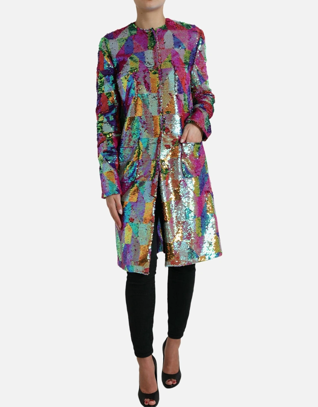 Luxurious Sequin Long Coat Jacket Women - Multicolor Jackets, 7 of 6
