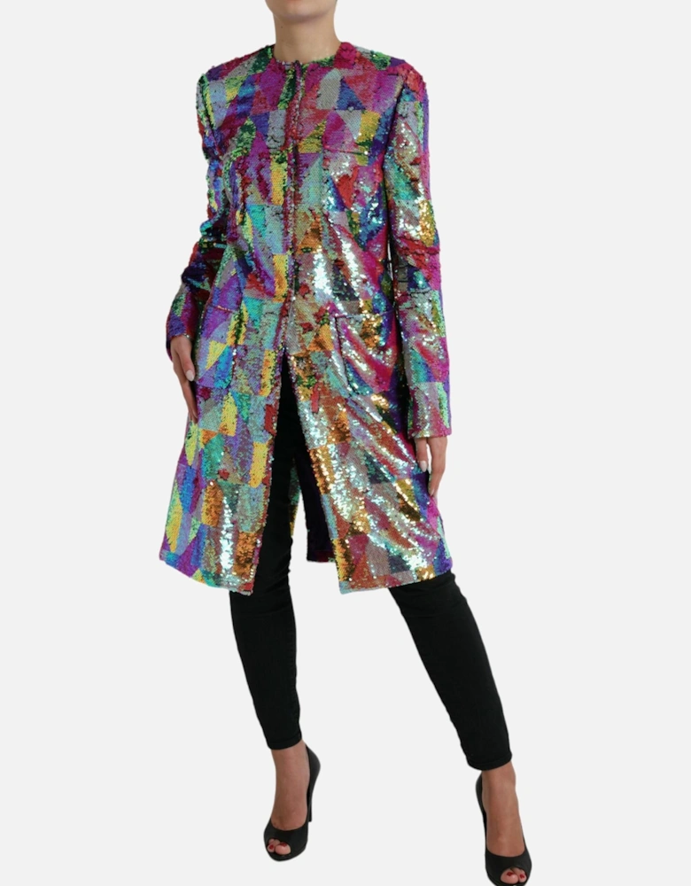Luxurious Sequin Long Coat Jacket Women - Multicolor Jackets