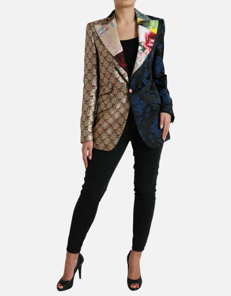 FloralPrint Brocade Blazer Patchwork Women - Multicolor Suits