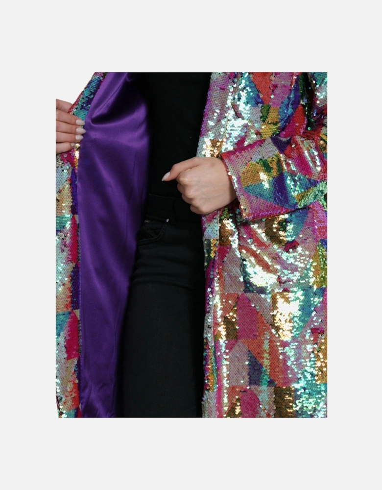 Luxurious Sequin Long Coat Jacket Women - Multicolor Jackets