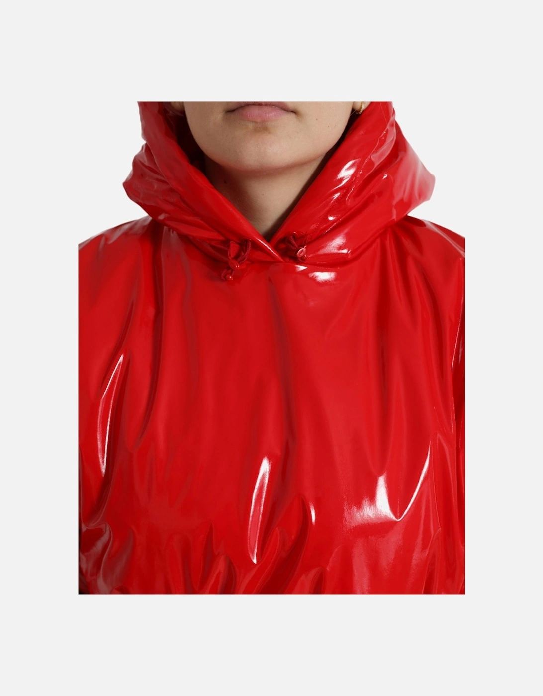 Red Cropped Puffer Jacket Women Jackets