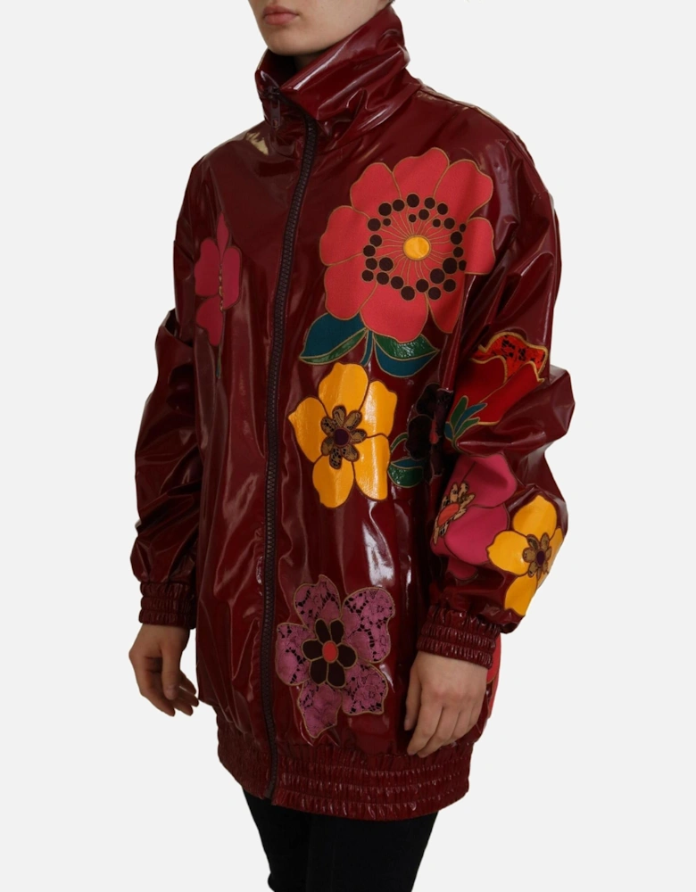 Floral Print Jacket Burgundy Women - Maroon Jackets