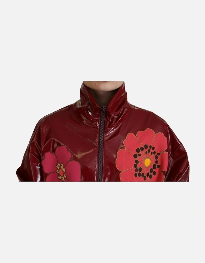 Floral Print Jacket Burgundy Women - Maroon Jackets