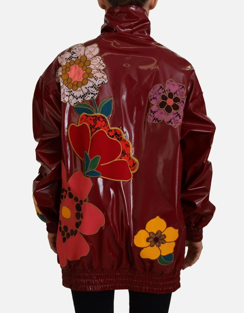 Floral Print Jacket Burgundy Women - Maroon Jackets
