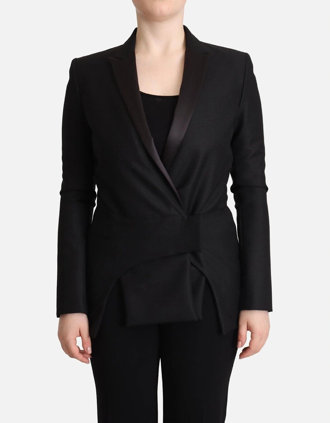 Double Breasted Notch Lapel Two Button Blazer Women - Black Jackets, 6 of 5