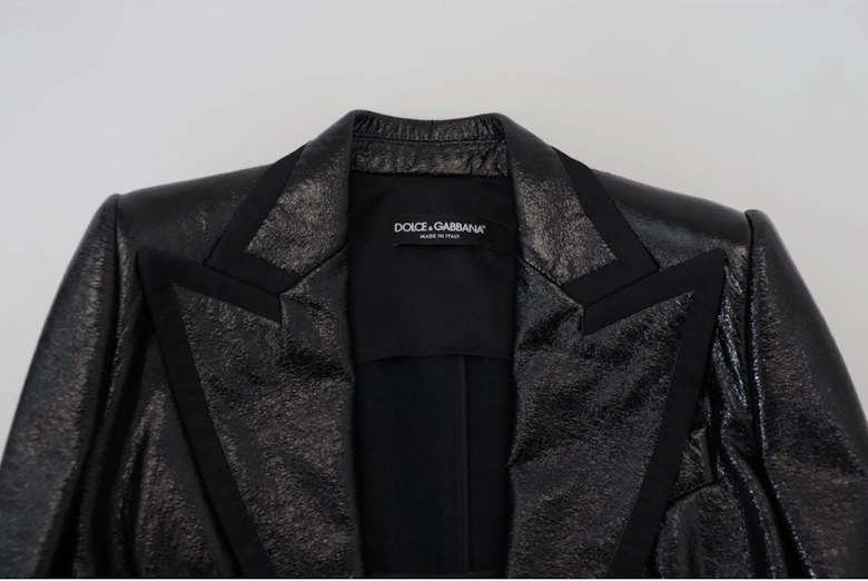 Patent Leather Cropped Jacket Black Women Jackets