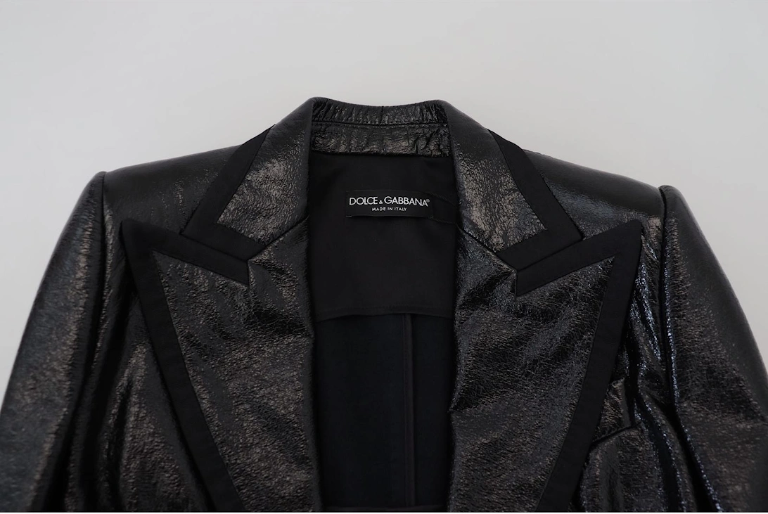 Patent Leather Cropped Jacket Black Women Jackets