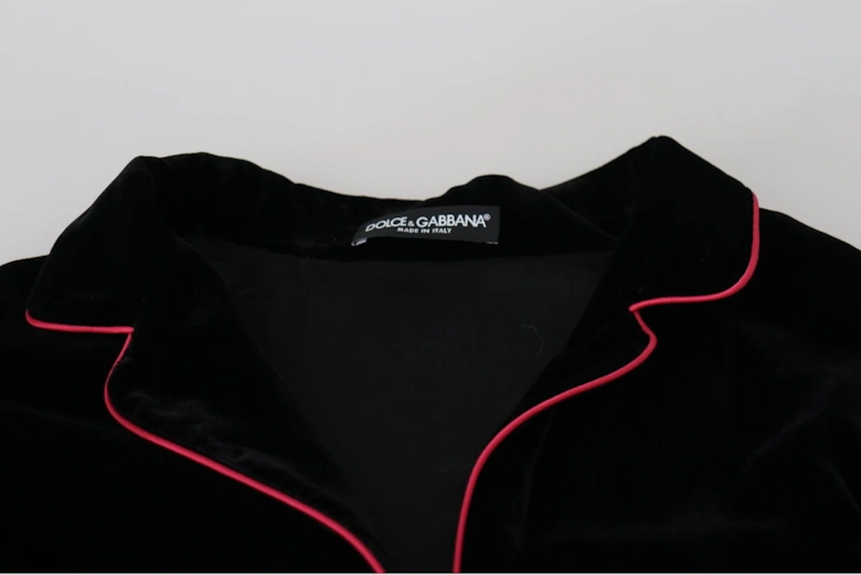 Velvet Jacket Piping Detail Long Sleeve Women - Black Jackets