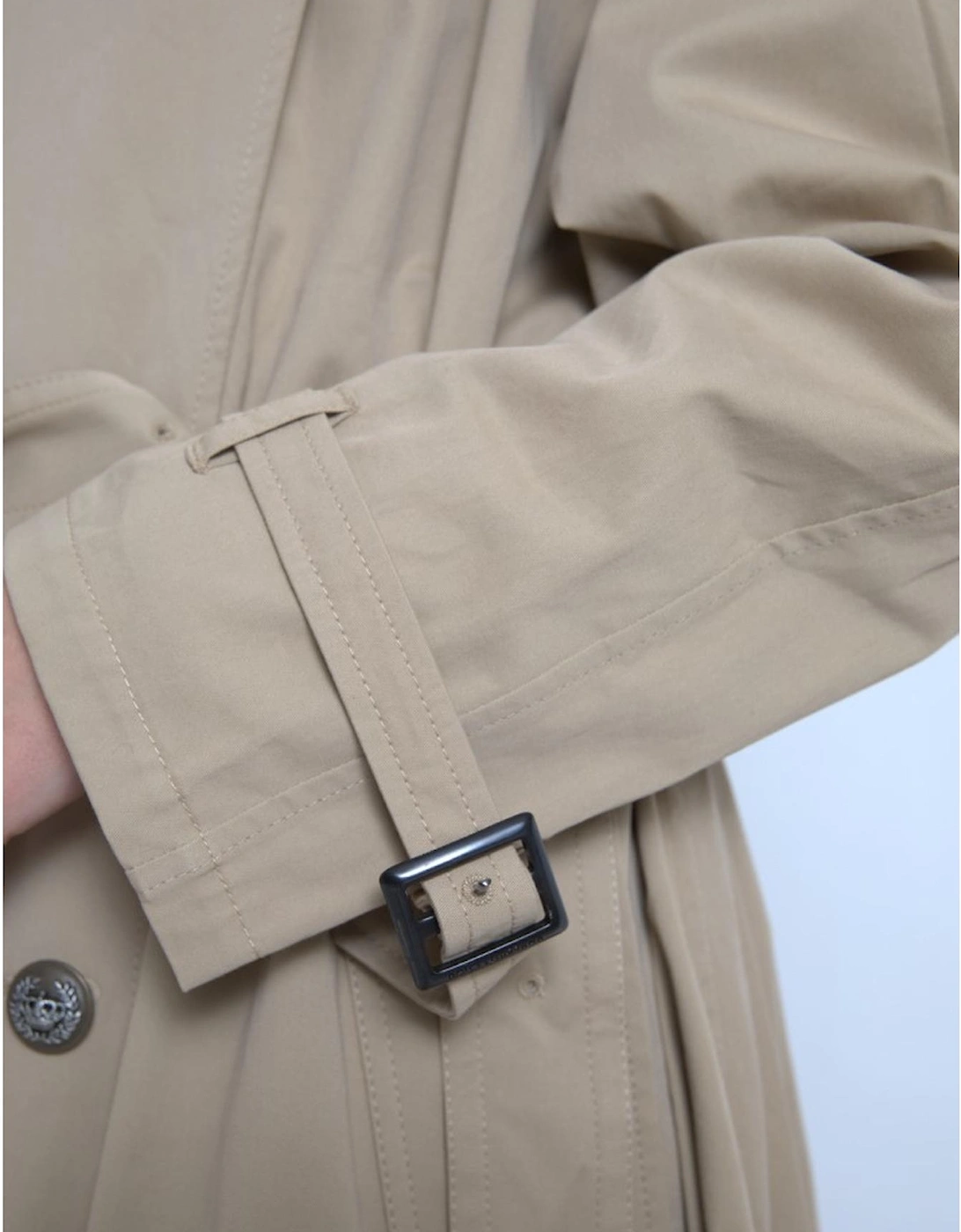 Beige Trench Coat Long Sleeve Classic Style Women Jackets