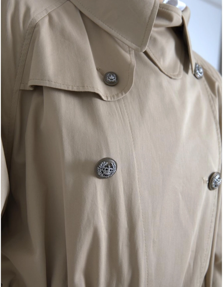 Beige Trench Coat Long Sleeve Classic Style Women Jackets