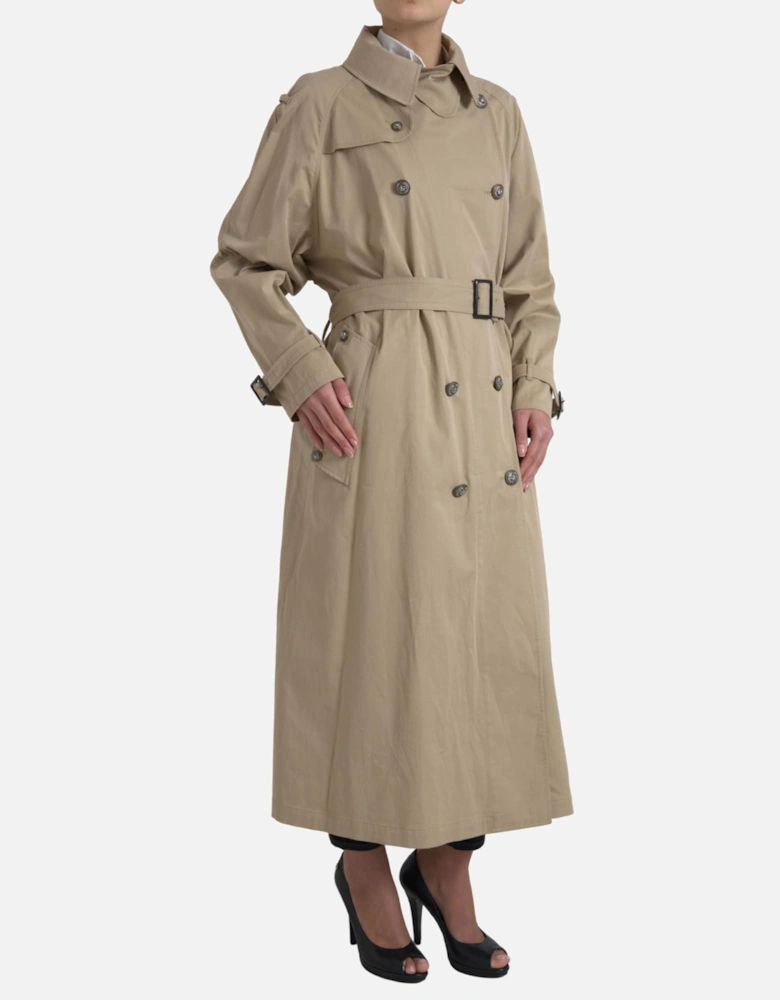 Beige Trench Coat Long Sleeve Classic Style Women Jackets