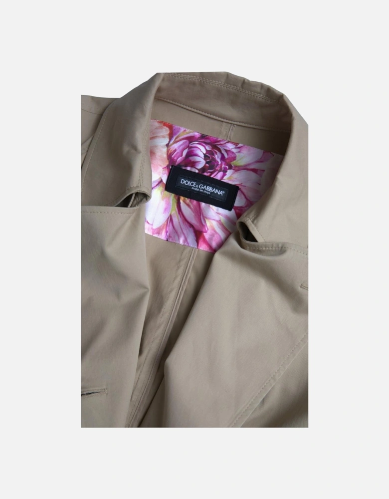 Beige Trench Coat Long Sleeve Classic Style Women Jackets
