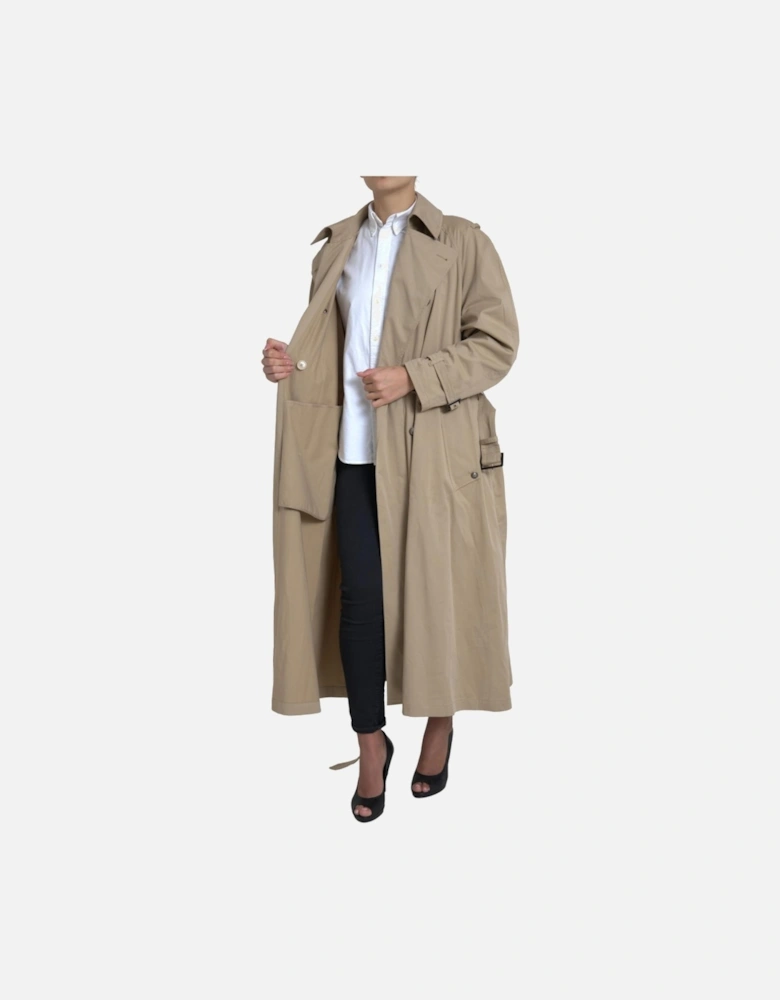 Beige Trench Coat Long Sleeve Classic Style Women Jackets