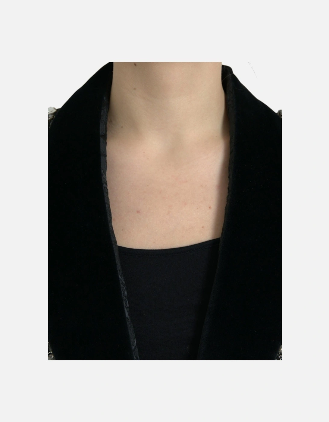 Luxurious Embellished Black Overcoat Jacket Women Jackets