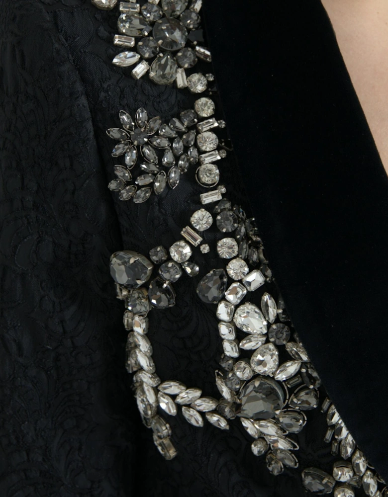 Luxurious Embellished Black Overcoat Jacket Women Jackets