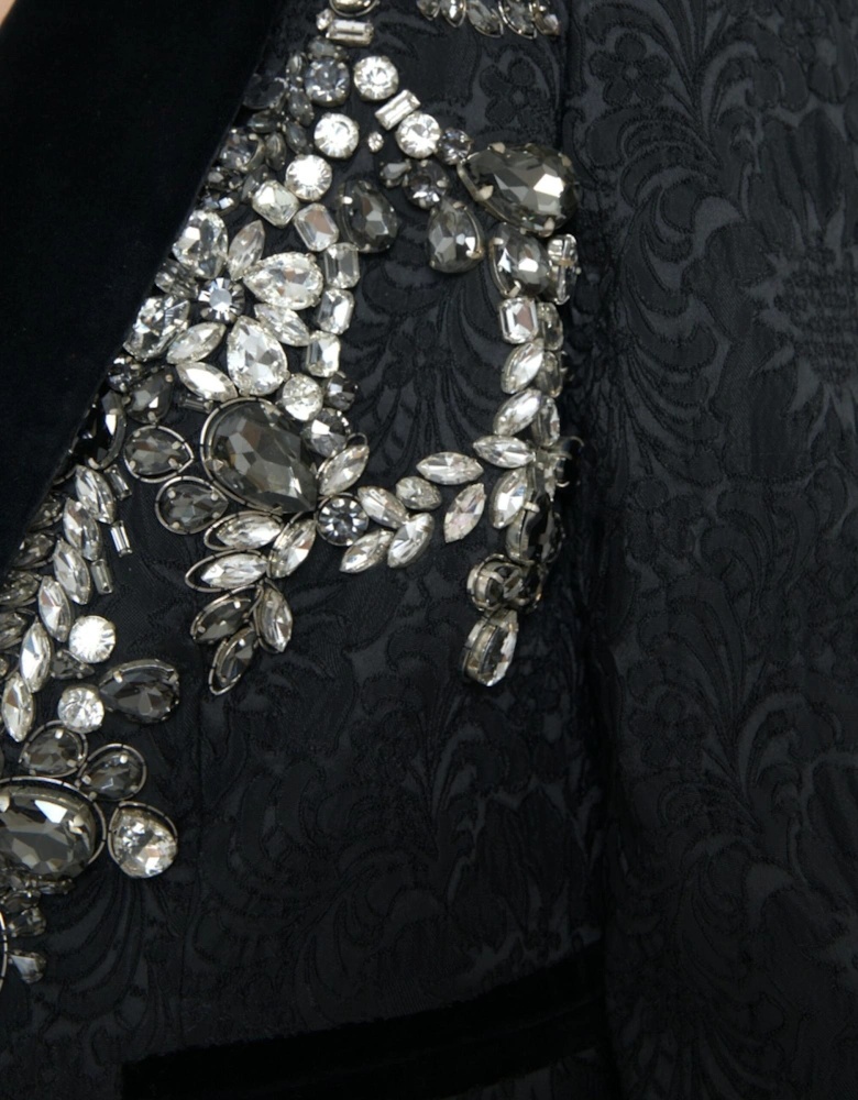 Luxurious Embellished Black Overcoat Jacket Women Jackets