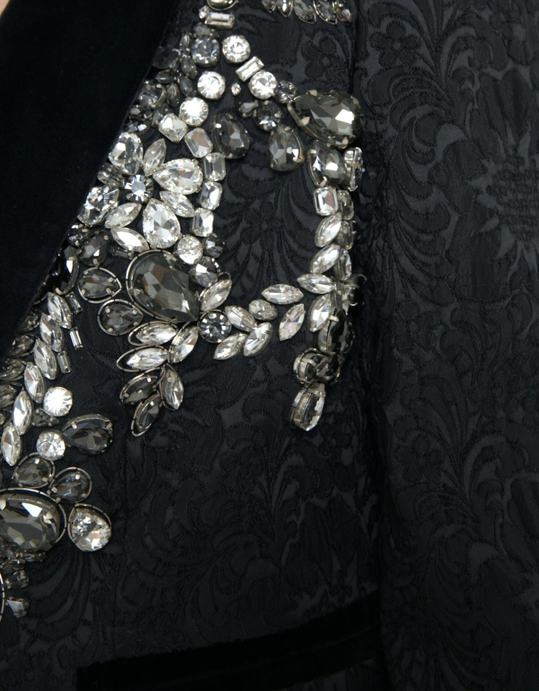 Luxurious Embellished Black Overcoat Jacket Women Jackets