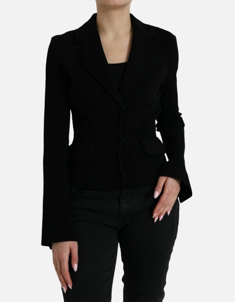 Luxury Black Blazer with Notch Lapels and Button Closure Women Suits