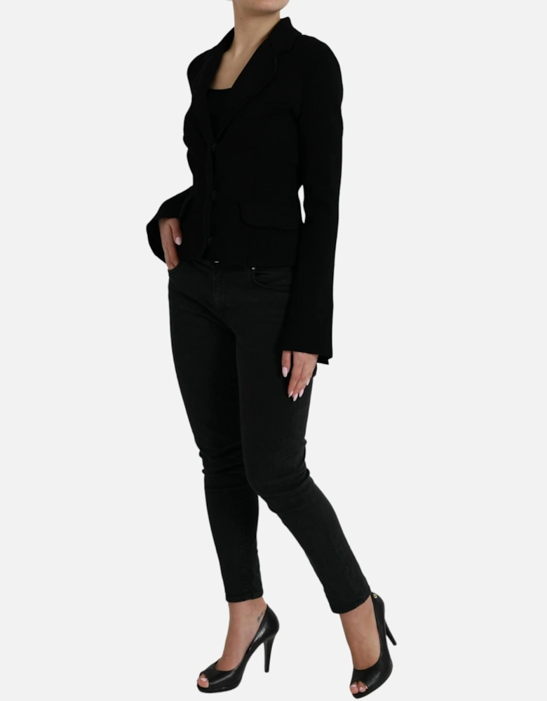 Luxury Black Blazer with Notch Lapels and Button Closure Women Suits