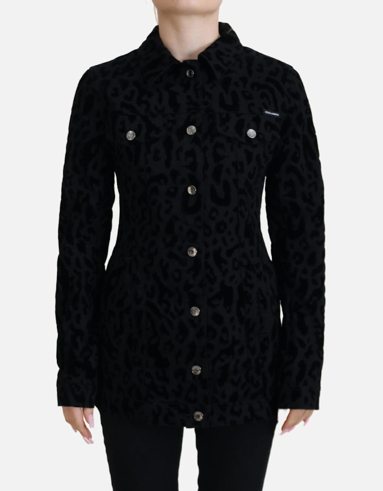 Leopard Velvet Jacket JKT3471 Women - Black Jackets