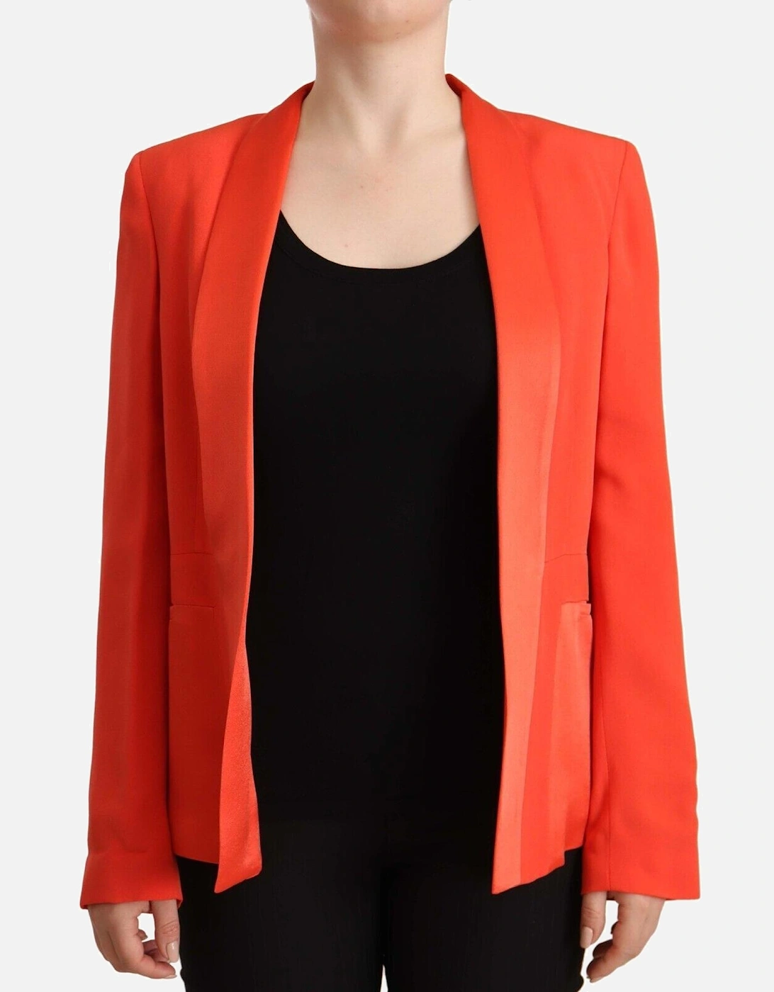 Orange Blazer Shawl Collar Long Sleeves Women Jackets, 5 of 4