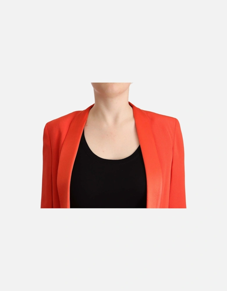 Orange Blazer Shawl Collar Long Sleeves Women Jackets