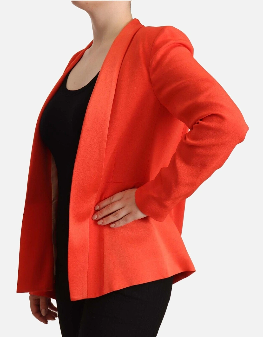 Orange Blazer Shawl Collar Long Sleeves Women Jackets