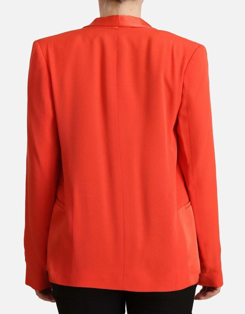 Orange Blazer Shawl Collar Long Sleeves Women Jackets